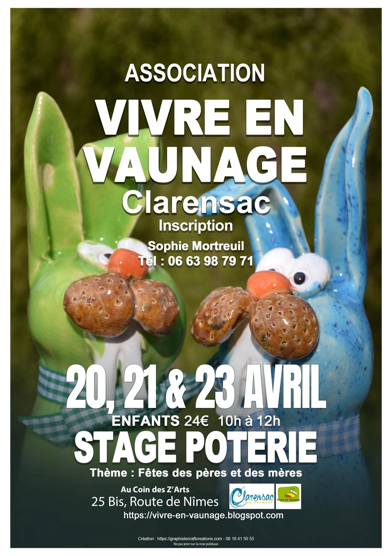 stage poterie 20 21 23 avril