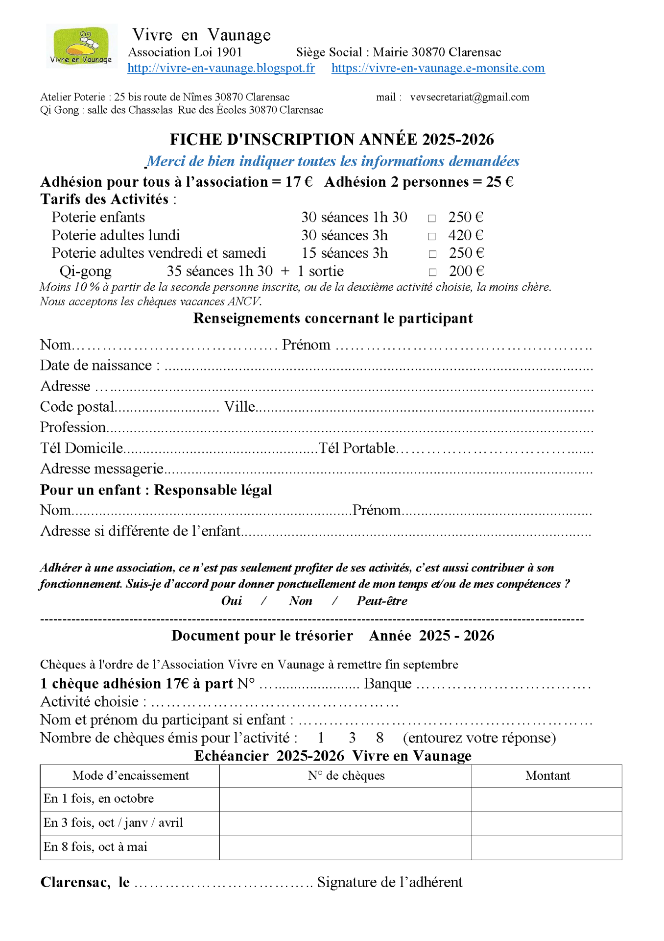 2025 2026 bulletin d inscription